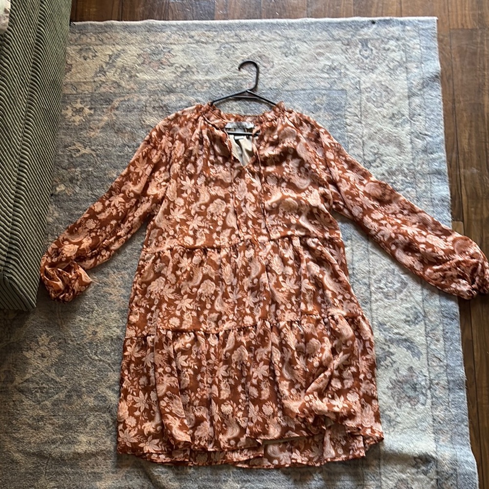 Floral Midi Dress in Brown